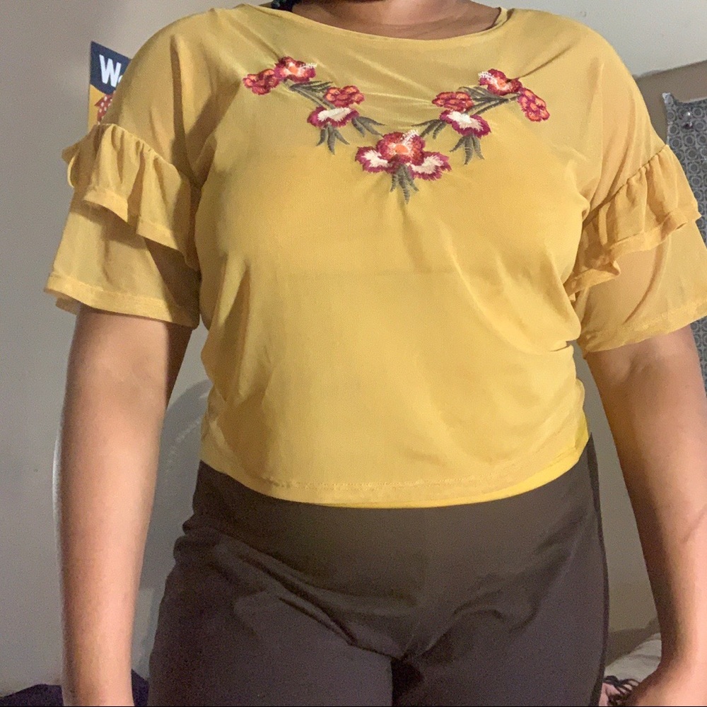 yellow mesh shirt